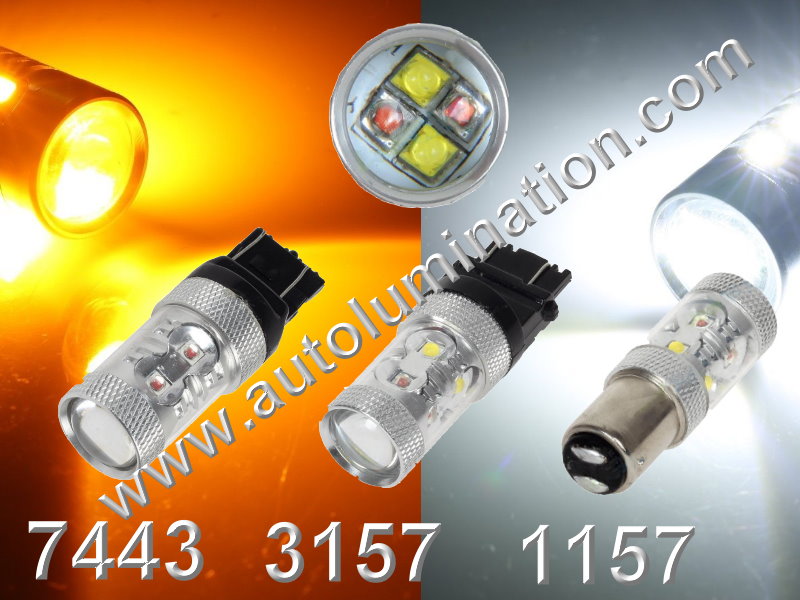 1157 7443 3157  Led Switchback Optical 60 Watt Cree  led Turn Signal Bulbs