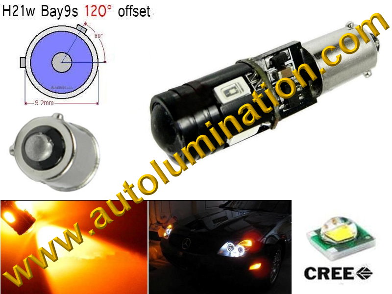 Bay9s Bayonet Base Bulbs H21W BAY9s 64136 9Watt Cree Led Side Marker License Plate Bulb Amber