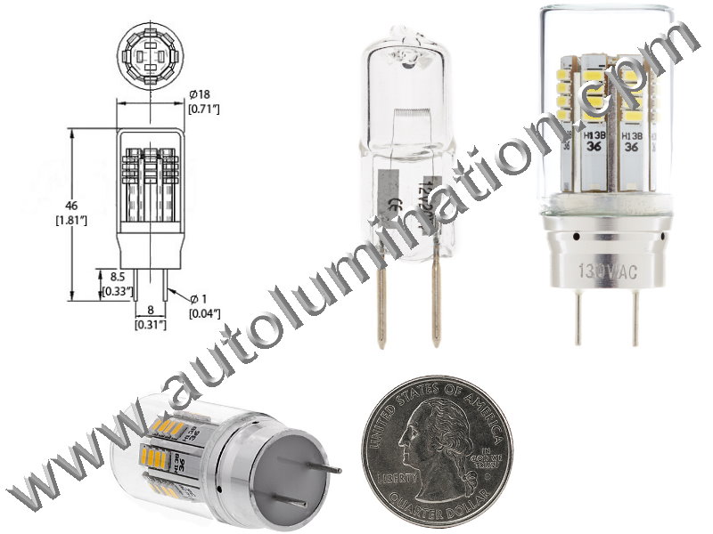 3 watt 2 Pin G8 Bi-Pin Led Bulb Replaces GE WB08X10051 or WB08X10057 Microwave Oven 