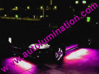 Car with Neon Underbody Light Kit Pink