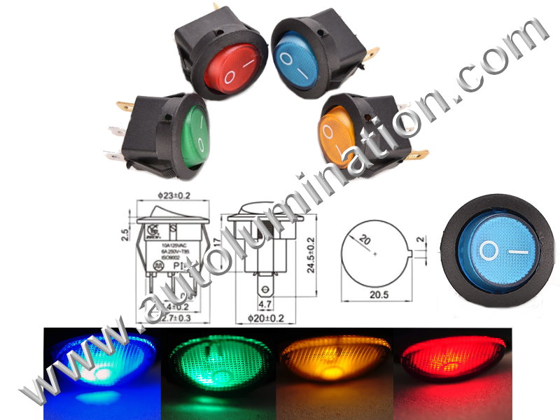 Plastic Rocker Lighted Lit Kit  Led Toggle SPDT Switch