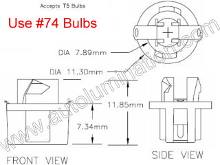 37 74 T5 T-1/2 Bulb Twist Lock Socket Base Holder Wedge (W2.1x4.9d)  