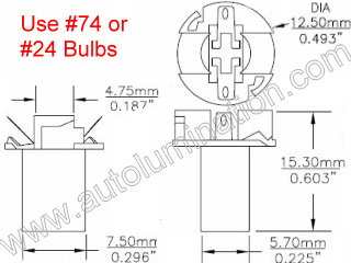 Instrument Panel Light T21 T1 3/4 Long Wedge Twist Lock Bulb Holder Socket Grey  